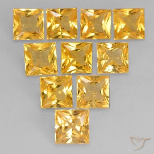 0.39ct Natural Medium Gold Sapphire, Square, 3.9x3.9 mm