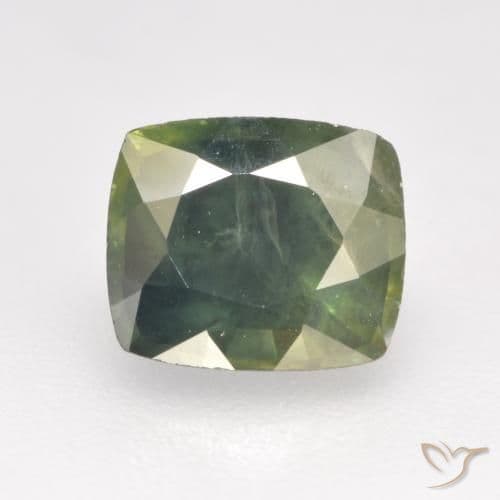1.31ct Natural Sage Green Sapphire, Cushion Cut, 6x5.1 mm
