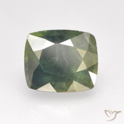 1.31ct Natural Sage Green Sapphire, Cushion Cut, 6x5.1 mm