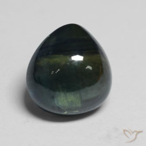 1.82ct Natural Black Green Sapphire, Pear Shape, 7x6.5 mm