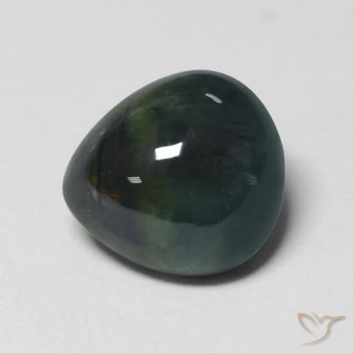 1.82ct Natural Black Green Sapphire, Pear Shape, 7x6.5 mm