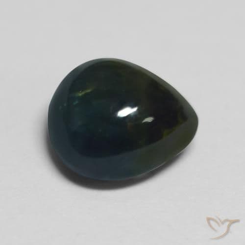 1.82ct Natural Black Green Sapphire, Pear Shape, 7x6.5 mm