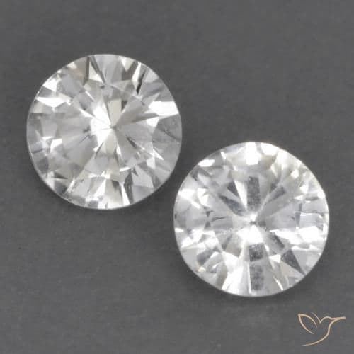 0.75ct Natural White Sapphire, Round Cut, 4.34 mm
