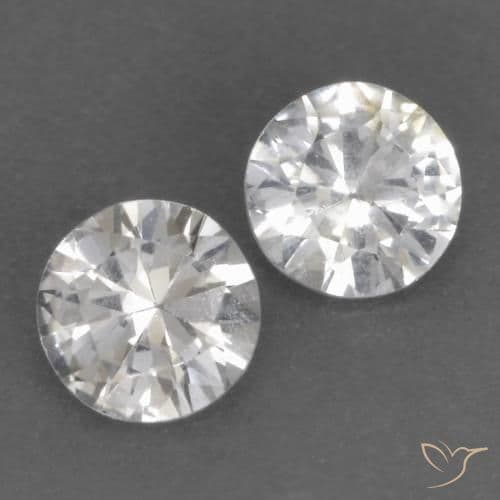 0.75ct Natural White Sapphire, Round Cut, 4.34 mm