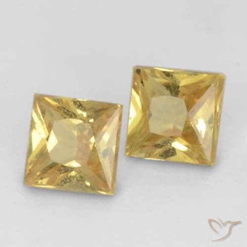 0.56ct Natural Golden Sapphire, Square, 3.5x3.4 mm