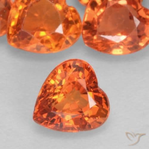 0.44ct Medium Orange Sapphire, Heart Shape, 4.6x4.5 mm