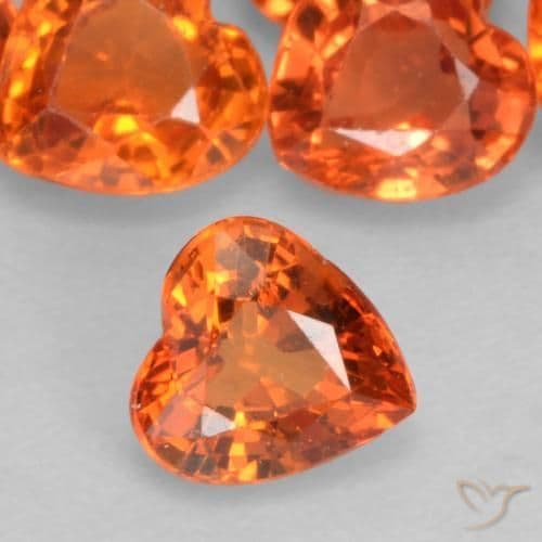 0.44ct Medium Orange Sapphire, Heart Shape, 4.6x4.5 mm