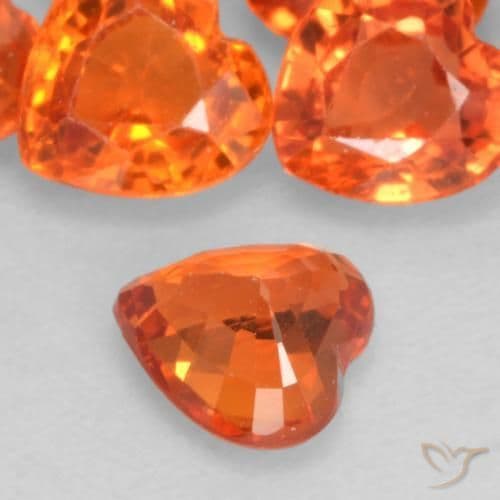 0.44ct Medium Orange Sapphire, Heart Shape, 4.6x4.5 mm