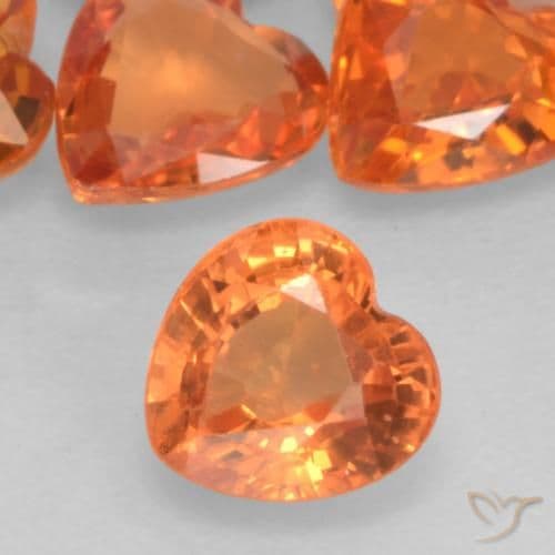 0.50ct Medium Orange Sapphire, Heart Shape, 4.8x4.8 mm