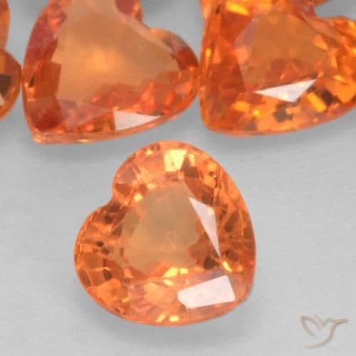 0.50ct Medium Orange Sapphire, Heart Shape, 4.8x4.8 mm