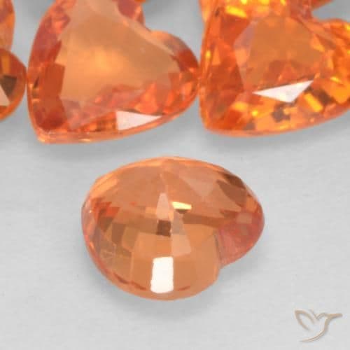 0.50ct Medium Orange Sapphire, Heart Shape, 4.8x4.8 mm