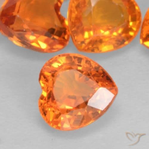 0.51ct Natural Fire Orange Sapphire, Heart Shape, 4.7x4.7 mm
