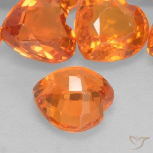 0.51ct Natural Fire Orange Sapphire, Heart Shape, 4.7x4.7 mm
