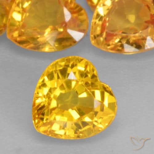 0.51ct Natural Medium Gold Sapphire, Heart Shape, 4.7x4.6 mm