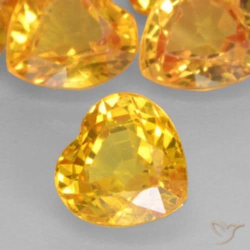 0.51ct Natural Medium Gold Sapphire, Heart Shape, 4.7x4.6 mm