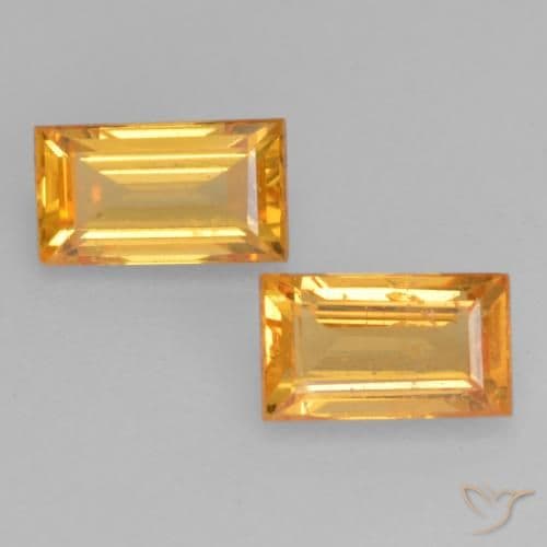 0.60ct Natural Golden Orange Sapphire, Baguette, 4.8x2.6 mm