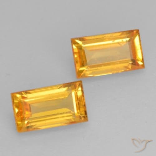 0.78ct Natural Orange-Gold Sapphire, Baguette, 5.1x3 mm