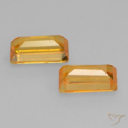 0.78ct Natural Orange-Gold Sapphire, Baguette, 5.1x3 mm