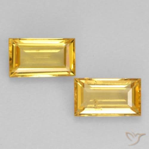 0.64ct Natural Golden Sapphire, Baguette, 5.1x3 mm