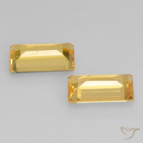 0.64ct Natural Golden Sapphire, Baguette, 5.1x3 mm