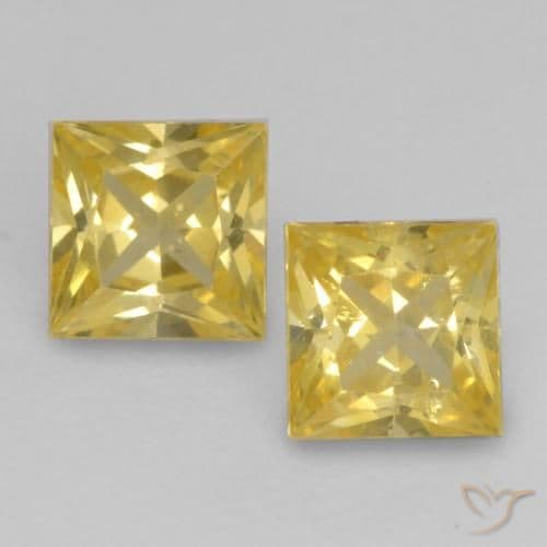 0.76ct Natural Medium Yellow Sapphire, Square, 3.7x3.7 mm