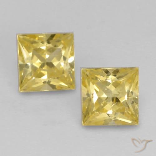 0.59ct Natural Medium Yellow Sapphire, Square, 3.5x3.5 mm