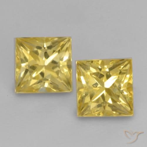 0.73ct Natural Medium Yellow Sapphire, Square, 3.7x3.6 mm