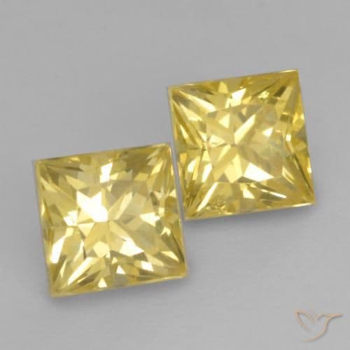 0.73ct Natural Medium Yellow Sapphire, Square, 3.7x3.6 mm