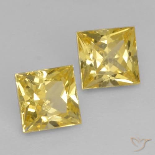 0.63ct Natural Medium Yellow Sapphire, Square, 3.6x3.6 mm