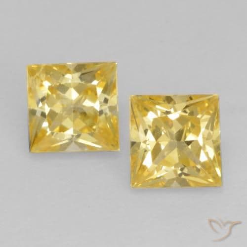 0.57ct Medium-Light Yellow Sapphire, Square, 3.4x3.4 mm