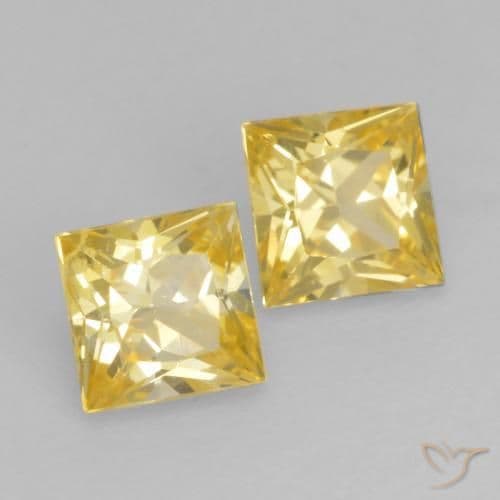 0.60ct Natural Medium Yellow Sapphire, Square, 3.5x3.4 mm