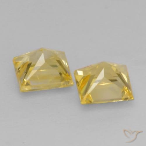 0.60ct Natural Medium Yellow Sapphire, Square, 3.5x3.4 mm