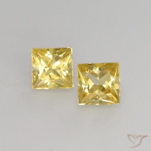 0.54ct Natural Yellow Sapphire, Square, 3.3x3.2 mm