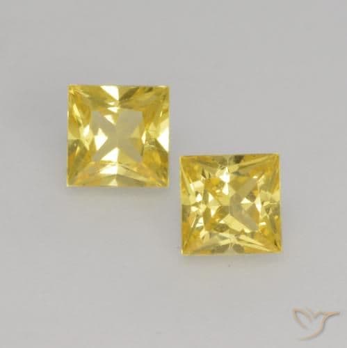 0.60ct Natural Medium Yellow Sapphire, Square, 3.5x3.4 mm