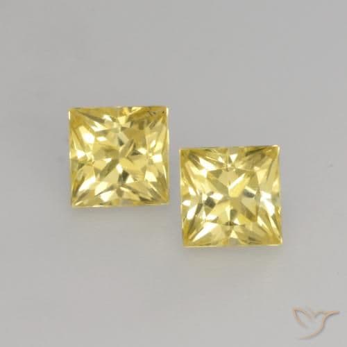 0.57ct Medium-Light Yellow Sapphire, Square, 3.4x3.4 mm