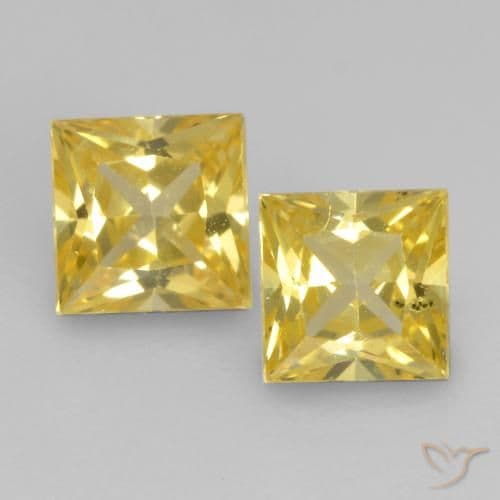 0.64ct Natural Deep Yellow Sapphire, Square, 3.6x3.6 mm