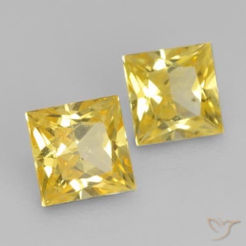 0.64ct Natural Deep Yellow Sapphire, Square, 3.6x3.6 mm