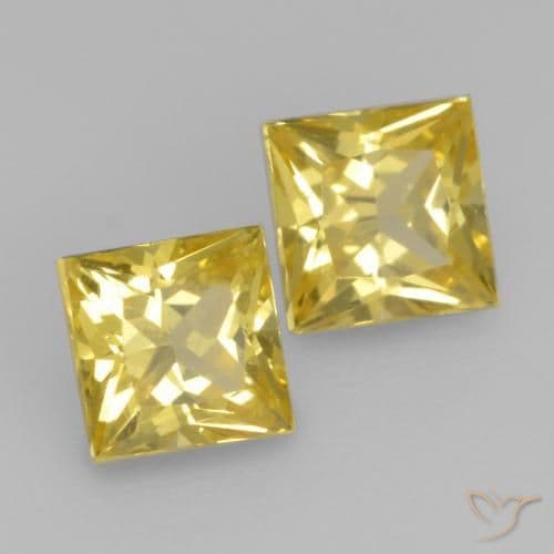 0.68ct Natural Medium Yellow Sapphire, Square, 3.7x3.6 mm
