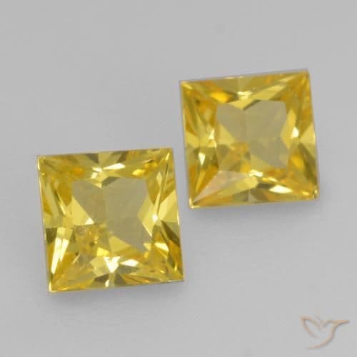 0.55ct Natural Medium Yellow Sapphire, Square, 3.5x3.5 mm