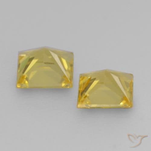 0.55ct Natural Medium Yellow Sapphire, Square, 3.5x3.5 mm