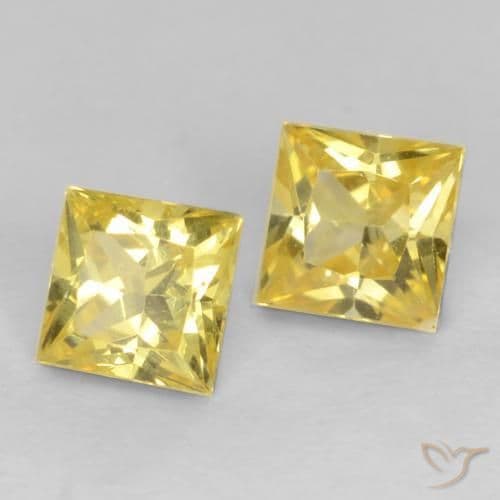 0.61ct Natural Medium Yellow Sapphire, Square, 3.6x3.6 mm