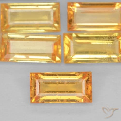 0.44ct Natural Orange-Gold Sapphire, Baguette, 6x3 mm