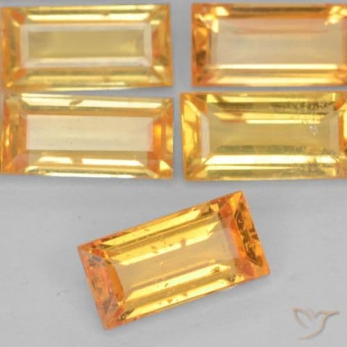 0.44ct Natural Orange-Gold Sapphire, Baguette, 6x3 mm
