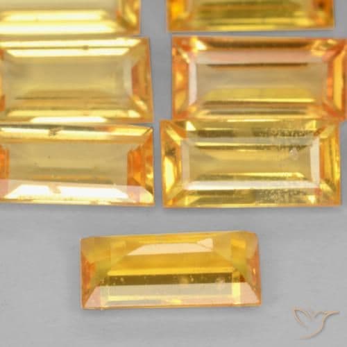 0.44ct Natural Orange-Gold Sapphire, Baguette, 6x3 mm