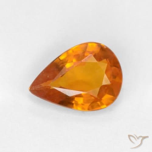 1.54ct Medium Orange Sapphire, Pear Shape, 6.1x5.1 mm