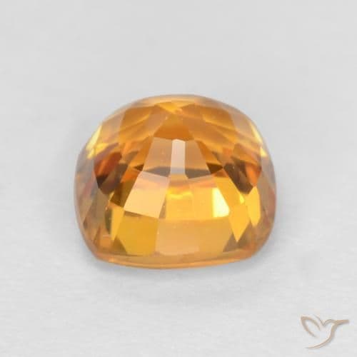 0.70ct Medium Orange Sapphire, Cushion Cut, 4.6x4.5 mm