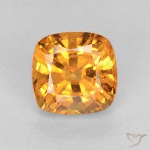 0.41ct Natural Orange-Gold Sapphire, Cushion Cut, 4.2x4.2 mm