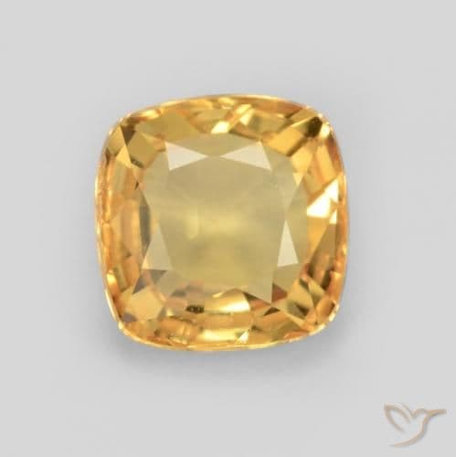 1.36ct Natural Golden Sapphire, Cushion Cut, 4.8x4.7 mm