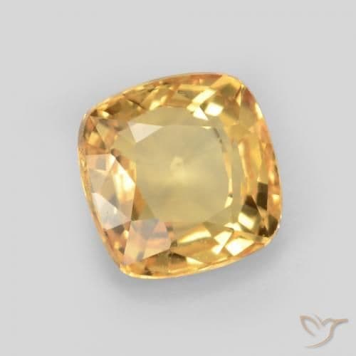 0.64ct Medium-Dark Golden Sapphire, Cushion Cut, 4.7x4.6 mm