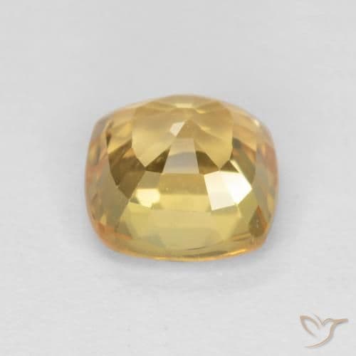 0.64ct Medium-Dark Golden Sapphire, Cushion Cut, 4.7x4.6 mm